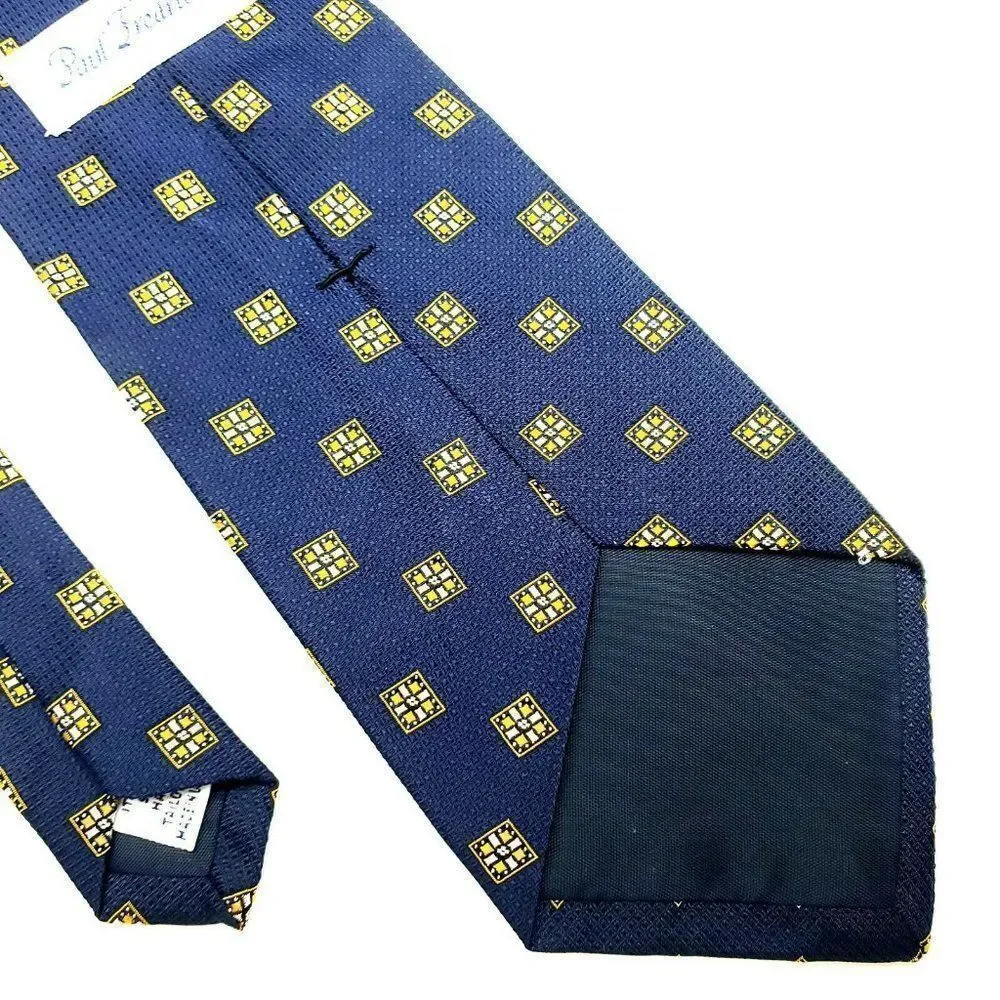 Paul Fredrick‎ Silk Tie Blue Woven Geometric Short